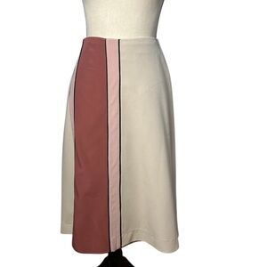 Women's Line Skirt Assymetric Front Vertical Contrast Stripes Sz M New WithTag